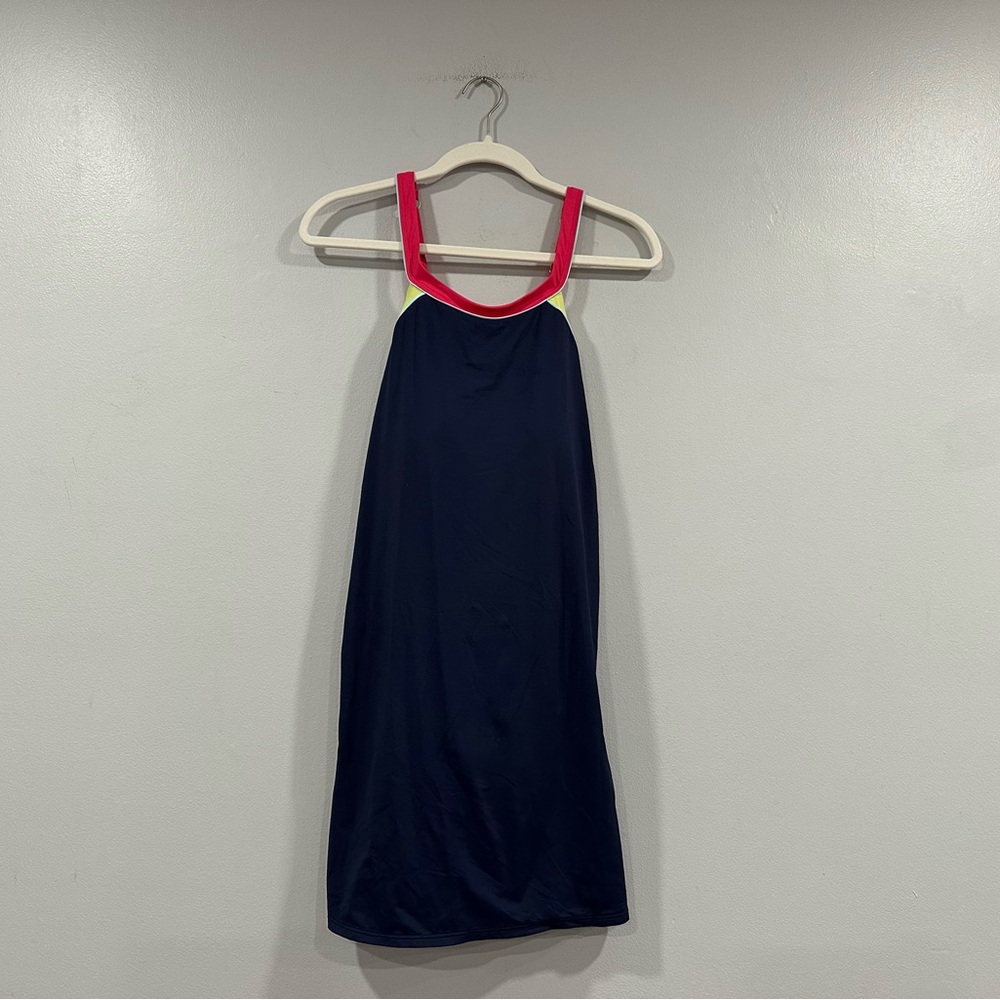Lands' End Navy High Neck Swim Dress Sz 14